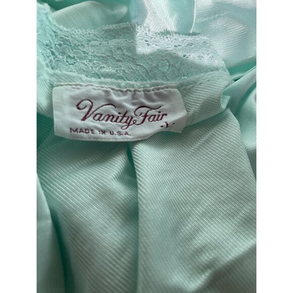 Vintage Vanity Fair Light Blue 2 Pc Peignoir Set Lace Trim Flutter Sleeves Sz L - Picture 5 of 11